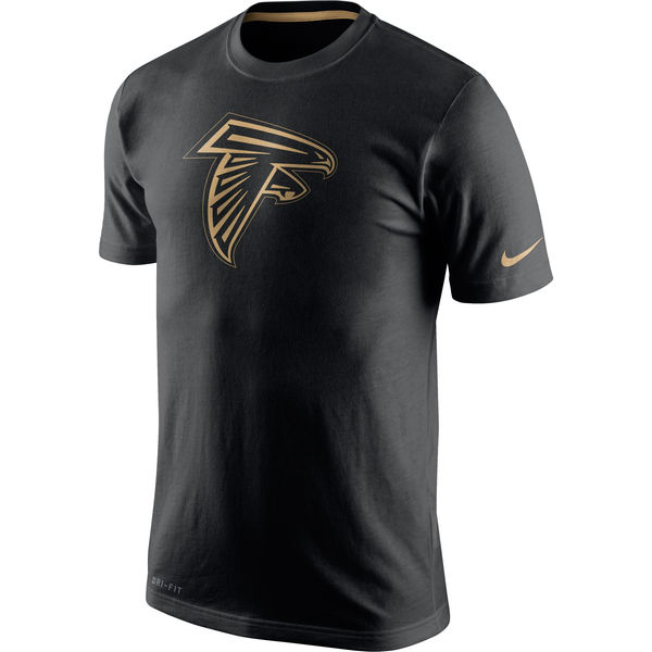 Men NFL NIKE ATLANTA FALCONS BLACK CHAMPIONSHIP DRIVE GOLD COLLECTION PERFORMANCE TSHIRT